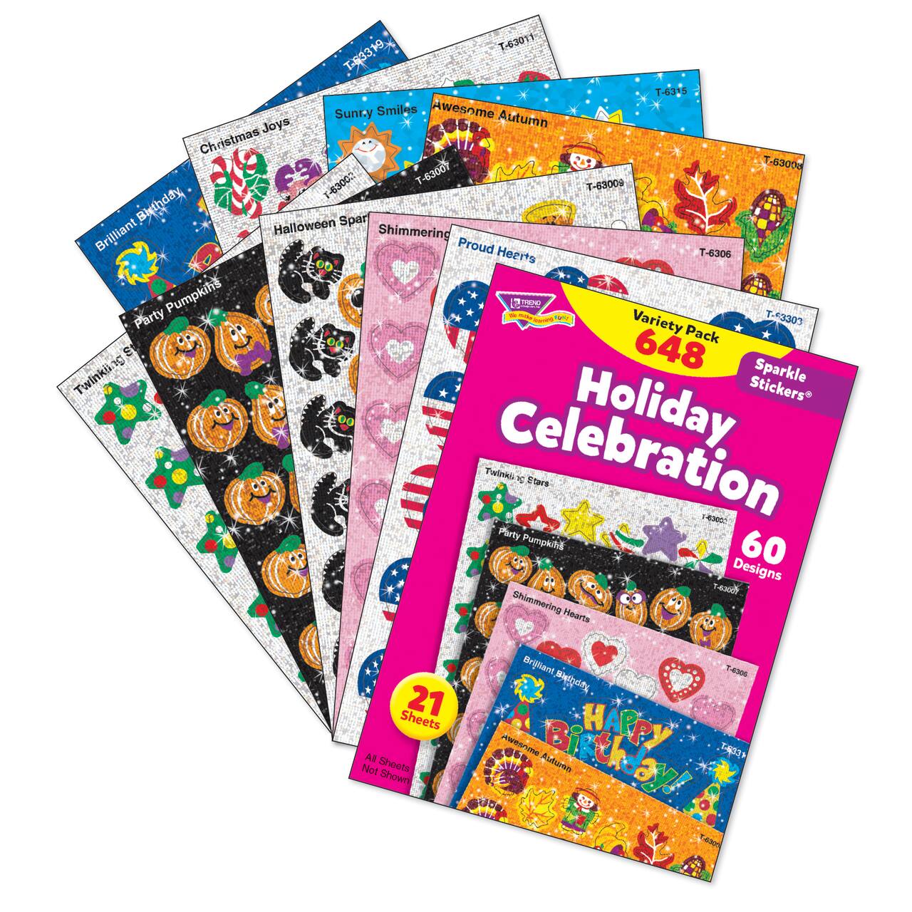 Trend Enterprises® Holiday Celebration Sparkle Stickers®, 648 Pack